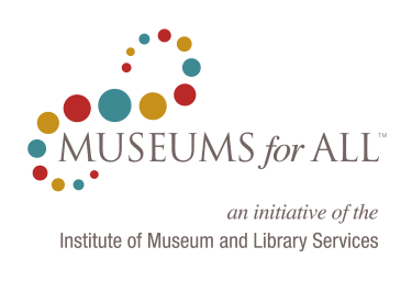 Logo for the Museums for All program. Multi-colored dots form an infinity loop next to the words "Museums for All, an initiative of the Institute of Museum and Library Services."