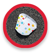 Flattened paper cup