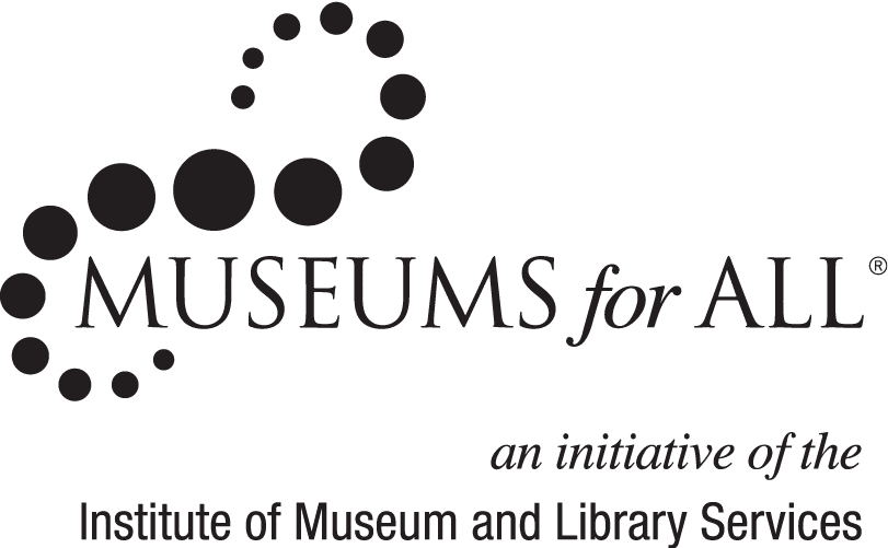 Museums for All Logo with text "Museums for All an initiative of the Institute of Museum and Library Services"