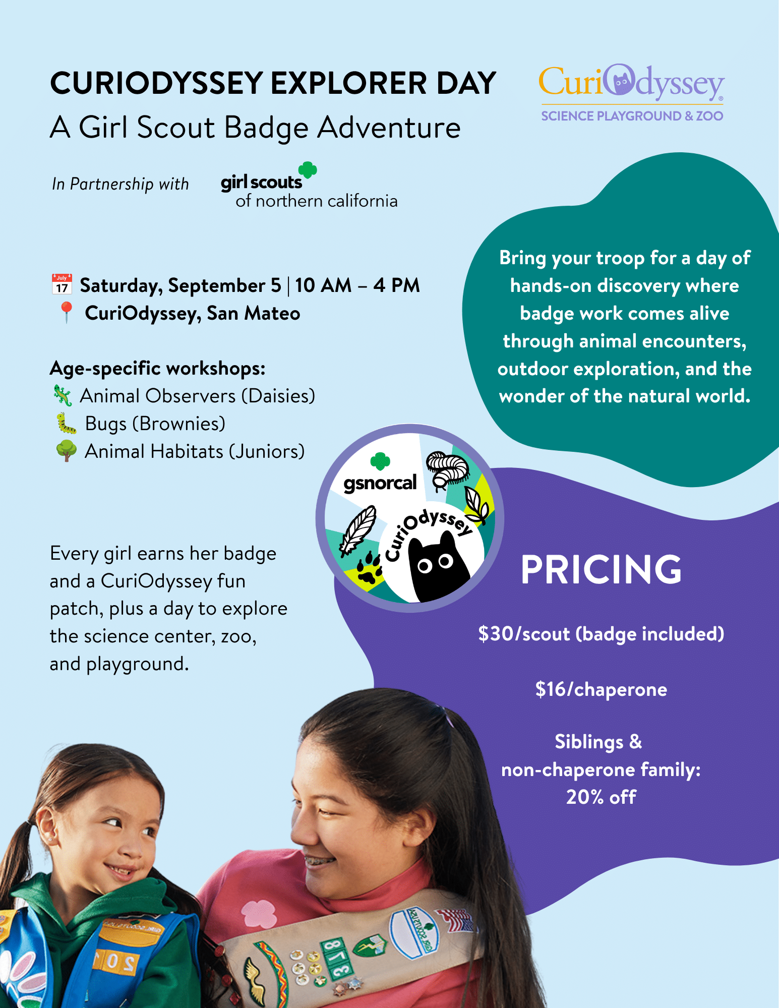 Flyer advertising the girl scout badge program.
